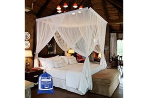 Ciaoed Moustiquaire 4 Ouverture Grande XL Moustiquaire pour Lits Simples et Doubles Moustiquaire de lit 190 x 210 x 240cm Blanc