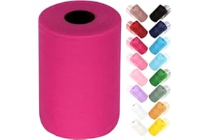 Ableme Deco Tulle Fabric Roll 6 Inches x 100 Yards (15cm x 91m) Tulle for Tutu Skirts Pom Poms Gift Wrapping Baby Shower Wedding Decor (Fuchsia)