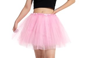 DGSHIRLDJO Jupe Tutu Vintage en Tulle élastique à 4 Couches pour Femmes, Adultes et Adolescentes - Ballet, Danse et Costume d'Halloween