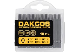 DAKCOS Punte T40, Torx Bit T40, assortimento di punte S2 (lunghezza: 50 mm, 10 pezzi)
