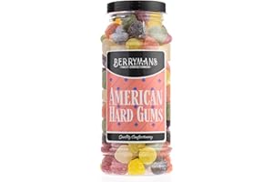 Original American Hard Gums Retro Fruit Flavour Sweets Gift Jar By Berrymans Sweet Shop - Classic Sweets, Traditional Taste.