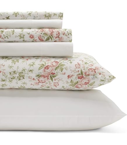 Laura Ashley Home - King Lakens, katoenen flanellen beddengoed set, geborsteld voor extra zachtheid en comfort (Victoria, King Laura Ashley Home - King Lakens, katoenen flanellen beddengoed set, geborsteld voor extra zachtheid en comfort (Victoria, King
