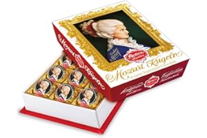 ‎REBER Reber, Constanze Mozart-Kugeln Barock, 12er Packung, Mozart-Kugeln aus Alpenmilch Schokolade, Gefüllt mit Pistazien, Marzipan, Mandeln, Haselnuss-Nougat, 240g (12 Constanze Mozart-Kugeln)