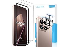 GEEMEE para Xiaomi 15T Protector de Pantalla, 2+2 Piezas Cristal Templado y Protector de Lente de Cámara - Negro, 9H Dureza HD Anti-Arañazos Sin Burbujas Vidrio Templado