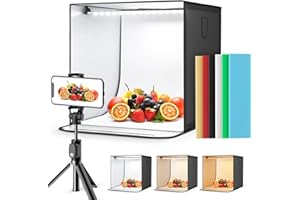 VAYOTOY Fotografie Fotobox, Fotoshooting-Zelt-Kit mit 84 LED-Leuchten, 6 Farbhintergründe Fotografie-Schießbox für Schmuck, kleine Artikel Produktfotografie(60 x 60 x 60 cm)