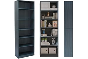 Absolute Deal Limited 6 Tier Tall Wooden Book Shelf with Adjustable Shelves – Narrow Freestanding Storage Unit for Living Room, Bedroom, Home Office, Compact Display Unit (60 x 29 x 180 cm)