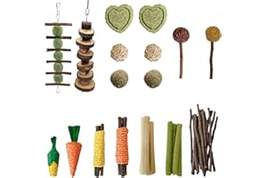 Anseom 13 Estilos Juguetes para Masticar Conejos, 41 Piezas Juguetes de Cuidado Dental para Animales Pequeños, Palos de Heno Timoteo Naturales para Conejos Chinchillas Hámsters Cobayas