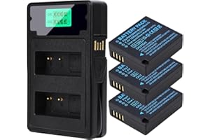 PALOGREEN 3 Szt Akumulator DMW-BLE9 / DMW-BLG10 z ładowarką do Panasonic DMW-BLE9e, DMW-BLG10e, Panasonic Lumix DMC GF3, GF5, GF6, GX7, GX9, TZ80, TZ85, TZ90, TZ100, ZS60, ZS70, ZS80, ZS100, ZS200, LX100