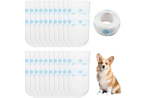 NGUIT 20pcs Disposable Dog Boots for Injured Paws Waterproof Dog Shoes with Bandage Dog Paw Protectors Stop Licking Disposable Pet Socks Breathable for Dog Wound Care Indoor Outdoor Walking (M: 16-38lb)