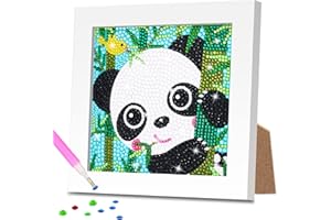 Diamond Painting Kinder, Diamant Painting Bilder Kinder, 5D Diamontpating Set mit Rahmen, Diamond Painting Panda, DIY Diamant Malerei Erwachsene Mädche, Basteln Panda Geschenk für Home Wand Decor