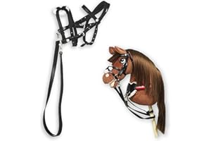 Panduro Hobby Horse Accessoires Bollard et Grackle Bride pour Chevaux de bataille, réglable, décoration élégante pour chevaux amateurs - Noir