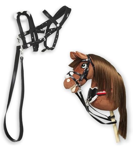 Cheval Bâton Fjord A3 Dune - Crins Noir Et Blanc, Avec Filet Complet Et Frontal Scintillant, Jouet équestre Pour Enfants - 3