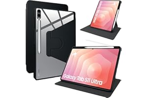 Lemxiee Funda para Samsung Galaxy Tab S11 Ultra 14.6" Case con Soporte Plegable & con Ranura para bolígrafo,Funda de Cuero PU + acrílico Transparente