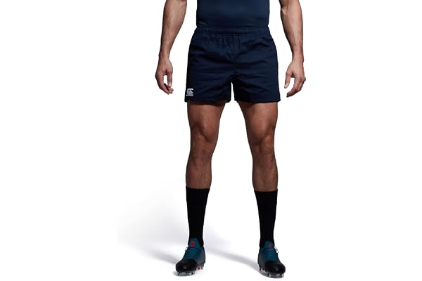 Canterbury Men's Professional Cotton Shorts, Rugby Short, Internal Drawstring & Pockets, Gym/Training Short Men's Professional Cotton Short - Black, Large