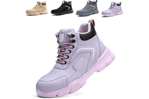 BAWALON Impermeabile Scarpe Antinfortunistiche Alte Uomo Donna Leggere Scarponi Antinfortunistiche Stivaletti da Lavoro con Punta in Acciaio in Pelle