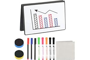 HUANGXINYU Mała tablica suchościeralna A5, format A5, zmywalna, przenośna tablica suchościeralna, notatnik do biura, szkoły, domu, na biurko, z długopisami i gumką do ścierania