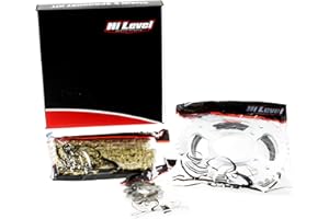 Hi Level chain & sprocket kit compatible with Honda CG125ES 2004, 2005, 2006, 2007, 2008, includes 428H-116, 428 pitch, 116 link, heavy duty gold chain and sprocket with 14 teeth front, 45 teeth rear
