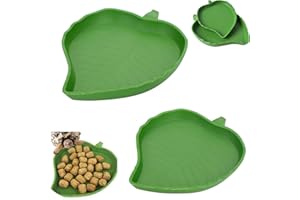 JFGDVW 2 Pieces Tortoise Food Bowl, Leaf Reptile Food Water Bowl, Tortoise Water Bowls, For Tortoise Corn Snake Crawl Pet Drinking and Eating, 2 Sizes(Green)
