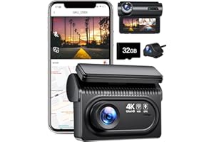 Dash Cam 4K WiFi GKU 3 Lent Telecamera per Auto,WDR,GPS,G-Sensor,Registrazione in Loop, Grandangolo 170°,24H Monitor di Parcheggio,Tipo-C,3,16 pollici Schermo