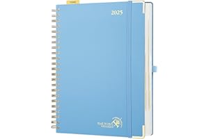 POPRUN Agenda 2025 Journalier A4 Grand Format 30,5 x 22 cm - Couverture Rigide Spirale, 1 Page par Jour, D'Jan 2025 à Déc 2025-12 Mois, Avec règle signet, Papier 80 g/m², Blbrume-HB