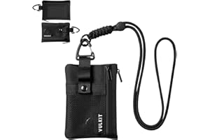 VULKIT Mały portfel RFID dla kobiet i mężczyzn – minimalistyczny portfel na zamek błyskawiczny z okienkiem na dowód osobisty, brelok i karabińczyk, pomieści 15 kart, wodoodporny portfel podróżny ze