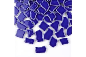 BTMIEY Azulejos de mosaico de cerámica irregulares de 500 g, piezas de mosaico de 2 a 4 cm, piedras para hacer mosaicos, manualidades, pasatiempos, artes, decoración de pared del hogar (azul marino)