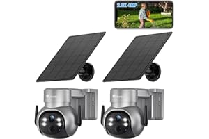 Ctronics 2,5K 4MP Caméra Surveillance WiFi Extérieure sans Fil, 2560 x 1440P Caméra IP PTZ sur Batterie et Panneau Solaire, Détection Humaine PIR Vision Nocturne Couleur Audio Bidirectionnel (P2)