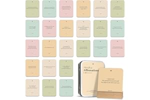 BIROYAL 55 Positive Affirmation Cards for Women | 72 x 88 mm Mindfulness Cards for Family, Friends, Colleagues | Mental Health Set with Wooden Stand & Metal Box | Positive gifts, Spiritual gifts