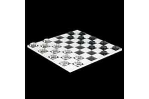 Bütic GmbH Mini Dame Spiel 25tlg. aus transparentem Acryl klar und grau, Spielbrett per Laser graviert