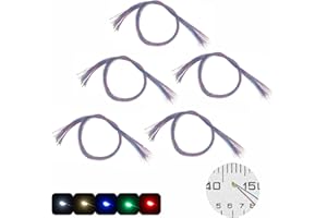 ZZHOB 125pcs Pre-Wired Micro LED Pre-soldered 0402 SMD LEDs(No Need Resistor) + Battery Holder & Connector for Beginner Model Building (5 Colors Mix, 125pcs(Each 25pcs))