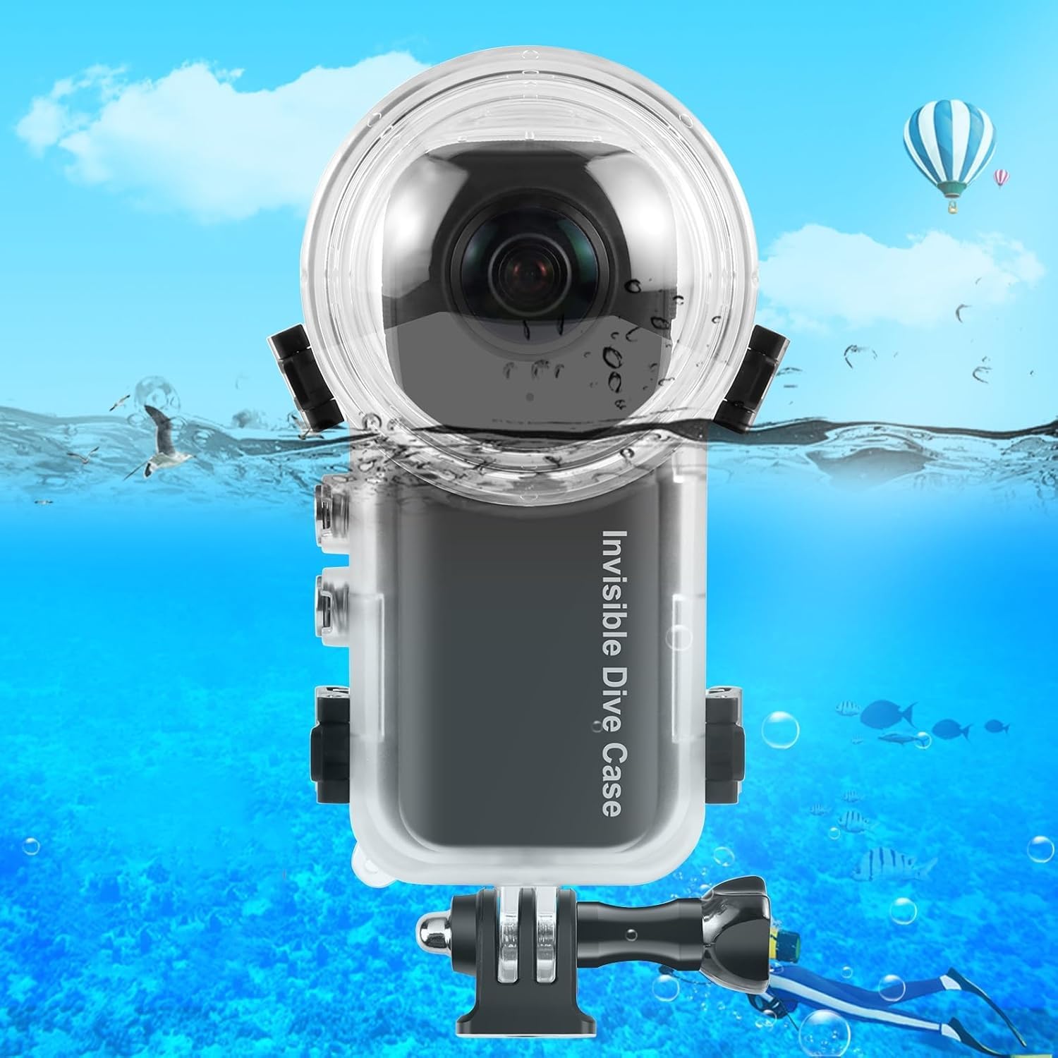 Leqtroniq 50m/164ft Invisible Dive Case for Insta360 X4 Underwater Waterproof Diving Housing Cover Protective PC Sealed Shell Photography Housings with Bracket Action Camera Accessories