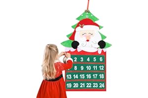 MINICLOSS Calendario de Adviento para Navidad, decoración de Navidad, calendario de Adviento de fieltro Santa con bolsillos de 24 días, se puede decorar libremente, calendario de Navidad, decoración de Navidad,