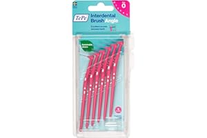 TePe Cepillos interdentales angulares rosados (tamaño ISO 0:0 ,4 mm) /Limpieza controlada de los espacios interdentales incluso en áreas de difícil alcanzo/1 x 6 cepillos interdentales angulares