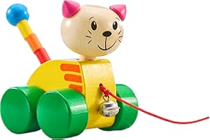 ‎SELECTA Selecta 62035 Tinka, Nachzieh Katze, Schiebe-und Nachziehspielzeug aus Holz, 12 cm