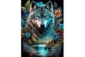 CEOVR Pintura de Diamante Kits Lobo 5D Diamond Painting Kit Flores para Adultos Niños, DIY Arte de Diamante Pintura Animada Diamante Kits Bordado Mosaico 30x40 cm