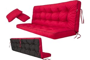 ‎SALES CORE Sales Core Sitzkissen Bankkissen Bankauflage für Gartenbank |180cm x 105cm x 8cm - Rot| Schaukelkissen Palettenkissen Wasserdicht Bodenkissen Hollywoodschaukel Outdoor/Indoor Sitzauflagen