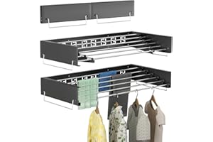 IBVIVIC Tendedero de pared extensible de 100 cm, tendedero plegable para interior o exterior, compacto para ahorrar espacio, color negro