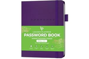 Legend Planner Password Book with Alphabetical tabs. Internet Address Keeper Logbook. Journal for Website Logins, Pocket 11x14.5cm (Purple)