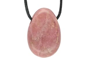 Lebensquelle Plus Pendentif en Forme de Goutte de Rhodonite - Pierre Précieuse de Qualité Supérieure Avec Cordon en Coton
