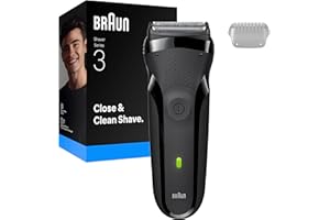 Braun Afeitadora Eléctrica Hombre Series 3, Máquina De Afeitar Barba En Seco Y Mojado, 2 Láminas, 30 Min De Autonomía, Carga Rápida, 300S, Gris