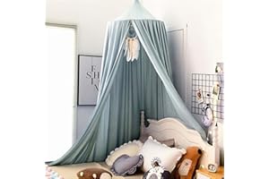 RAILONCH Betthimmel Babybett, Kinder Moskitonetz Spitze Baldachin, Mädchen Prinzessin Himmelbett Bettvorhang für Spiel Lesen Schlafzimmer Ankleidezimmer (Hellgraublau)