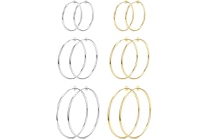 Roheafer 6 Paia di Orecchini a Cerchio per Le Donne Orecchini a Cerchio Finti Orecchini a Cerchio a Molla Set per Orecchie Non Trafitte Gioielli 6 Taglie