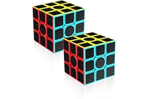 cfmour 2 Pack Speed Cube 3x3 Set- 3 by 3 Carbon Fiber Sticker Magic Cube Fast Smooth Turning Vivid Colour 3D Puzzle Toys, Turns Quicker Than Original (MF8848)
