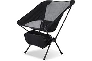 YSSOA Ultralight Portable, Lightweight Foldable Chair for Backpacking for Outdoor Camp, Travel, Picnic, Hiking, 176 LBS Capacity, Black, 1-Pack