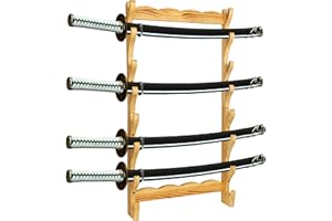 BiJun Samurai Sword Wall Mount Display Stand, Sword Display Wall Mount, Wood Sword Katana Holder Lightsaber Wall Mount Katana Stand Rack Sword Wall Holder Sword Stand Knife Hanger Rack