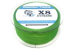 Reaction Tackle Braided Fishing Line - Pro Grade Power Performance for Saltwater Or Freshwater - Colored Diamond Braid for Extra Visibility