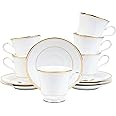 DANKOTUWA World-Class Tableware Fine Porcelain Service for 6, 24k Gold Crafted Tea/Coffee Cup and Saucer Set. Vegan, Scratch Resistant and Light Weight. 12 Pieces 200 ml (Infinity Gold)