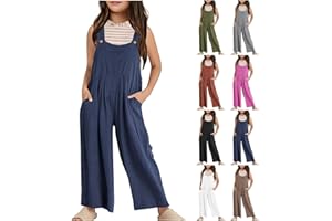GENERIC Latzhose Mädchen Weit Bein Jumpsuit Kinder Ärmellos Coole Overall Einfarbig Lang Hose Teenager Arbeitshose Outdoor Locker Lässige Strampler Kleidung
