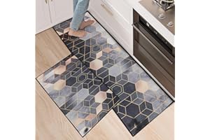SUKUTU Kitchen Rugs Set of 2 Anti Fatigue Waterproof Kitchen Floor Mat for Home Decoration Office Kitchen Rug Set Comfort Standing Mats