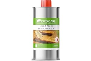 Nordicare saturateur bois exterieur [500ml] vernis bois exterieur incolore pour tous les bois à l'extérieur, huile de lin pour bois exterieur & teck, huile teck